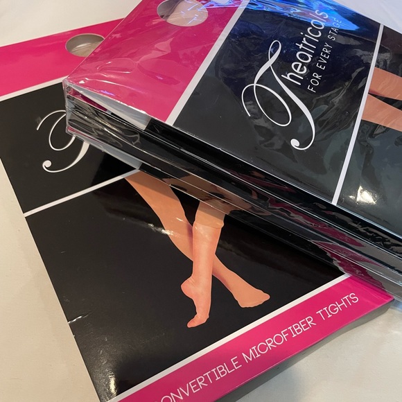 NEW 4 Pairs THEATRICALS Convertible Microfiber Tights 3 pink / 1 Suntan sz M - Picture 2 of 14